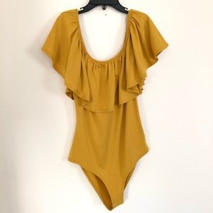 Frill Layered Bodysuit Mustard S